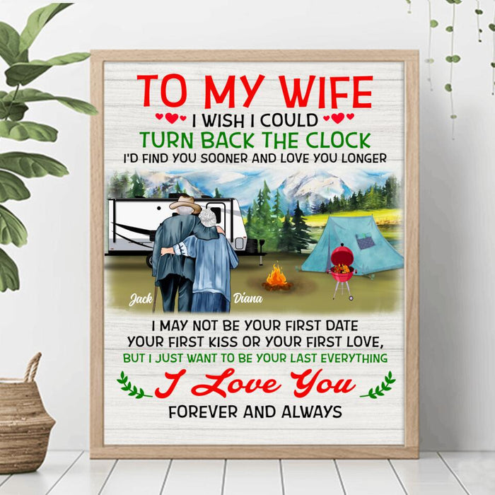 Custom Personalized Old Couple Poster - Best Gift Idea For Grandparents/Couple - To My Wife I Wish I Could Turn Back The Clock