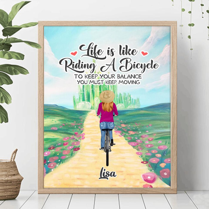 Custom Personalized Bicycle Poster- Upto 4 People - Best Gift For Family/Bicycle Lovers - Life Is Like Riding A Bicycle