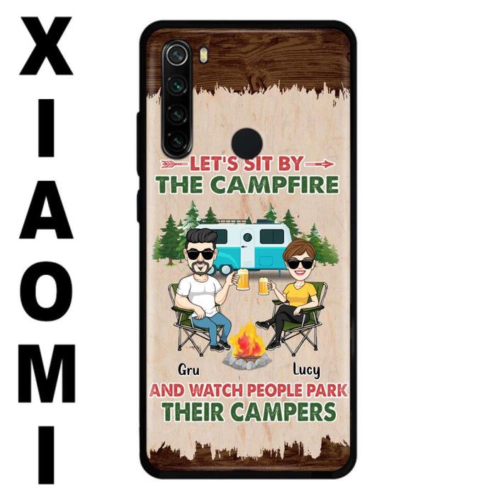 Custom Personalized Couple With Dogs Camping Phone Case - Couple With Up to 4 Dogs - Gift For Couple/ Camping/ Dog Lover - Let's Sit By The Campfire - Case For Xiaomi, Oppo And Huawei