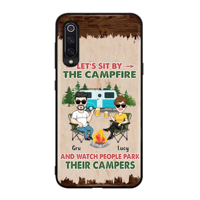 Custom Personalized Couple With Dogs Camping Phone Case - Couple With Up to 4 Dogs - Gift For Couple/ Camping/ Dog Lover - Let's Sit By The Campfire - Case For Xiaomi, Oppo And Huawei