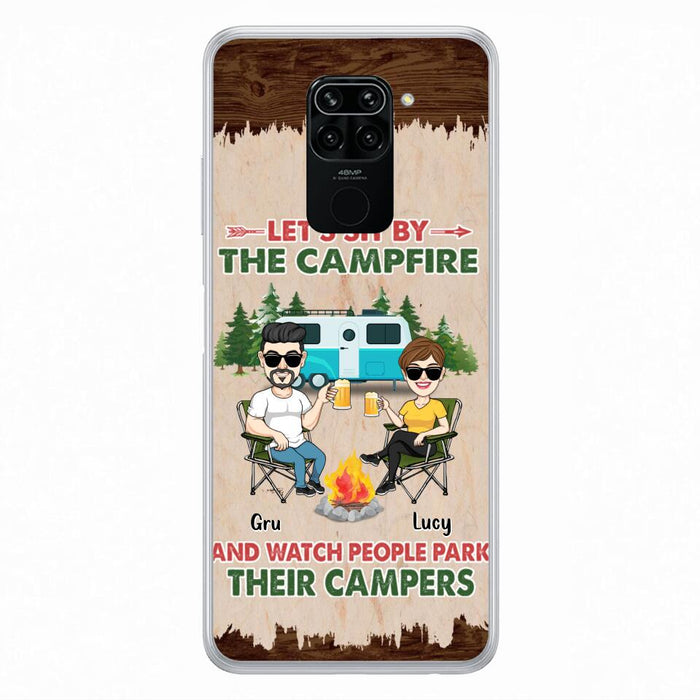 Custom Personalized Couple With Dogs Camping Phone Case - Couple With Up to 4 Dogs - Gift For Couple/ Camping/ Dog Lover - Let's Sit By The Campfire - Case For Xiaomi, Oppo And Huawei