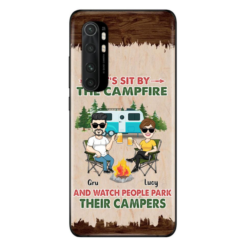Custom Personalized Couple With Dogs Camping Phone Case - Couple With Up to 4 Dogs - Gift For Couple/ Camping/ Dog Lover - Let's Sit By The Campfire - Case For Xiaomi, Oppo And Huawei