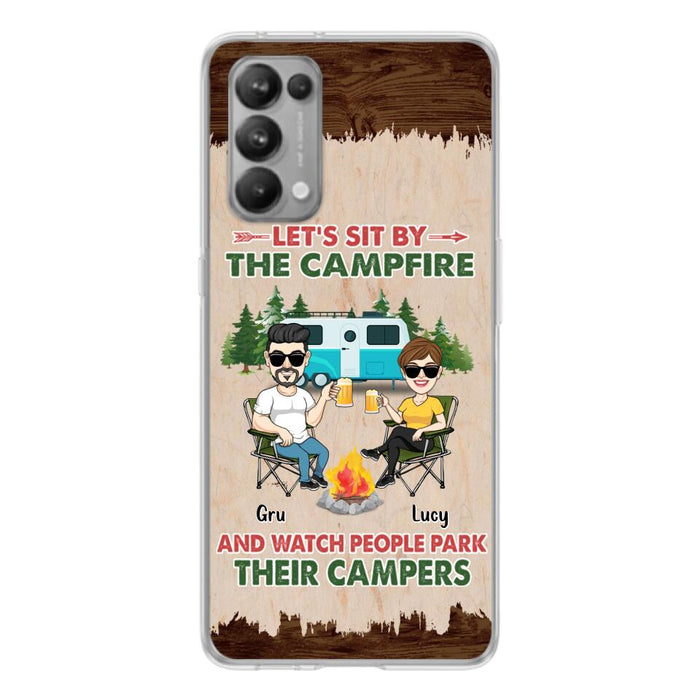 Custom Personalized Couple With Dogs Camping Phone Case - Couple With Up to 4 Dogs - Gift For Couple/ Camping/ Dog Lover - Let's Sit By The Campfire - Case For Xiaomi, Oppo And Huawei