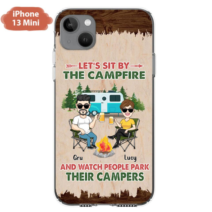 Custom Personalized Couple With Dogs Camping Phone Case - Couple With Up to 4 Dogs - Gift For Couple/ Camping/ Dog Lover - Let's Sit By The Campfire - Case For iPhone And Samsung