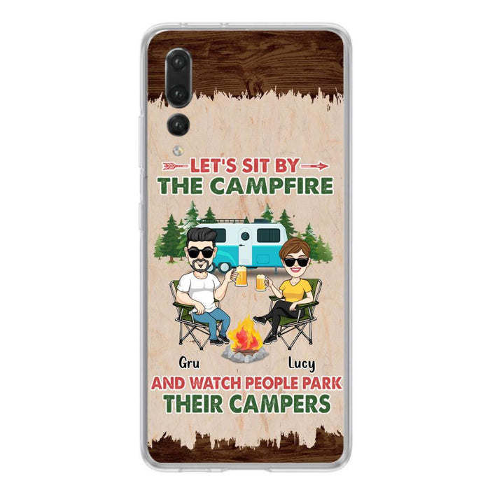 Custom Personalized Couple With Dogs Camping Phone Case - Couple With Up to 4 Dogs - Gift For Couple/ Camping/ Dog Lover - Let's Sit By The Campfire - Case For Xiaomi, Oppo And Huawei