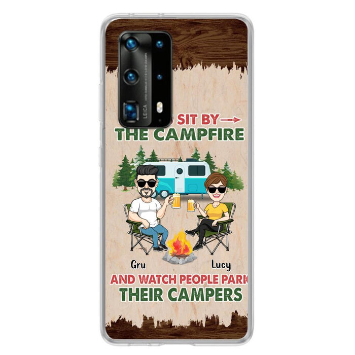 Custom Personalized Couple With Dogs Camping Phone Case - Couple With Up to 4 Dogs - Gift For Couple/ Camping/ Dog Lover - Let's Sit By The Campfire - Case For Xiaomi, Oppo And Huawei