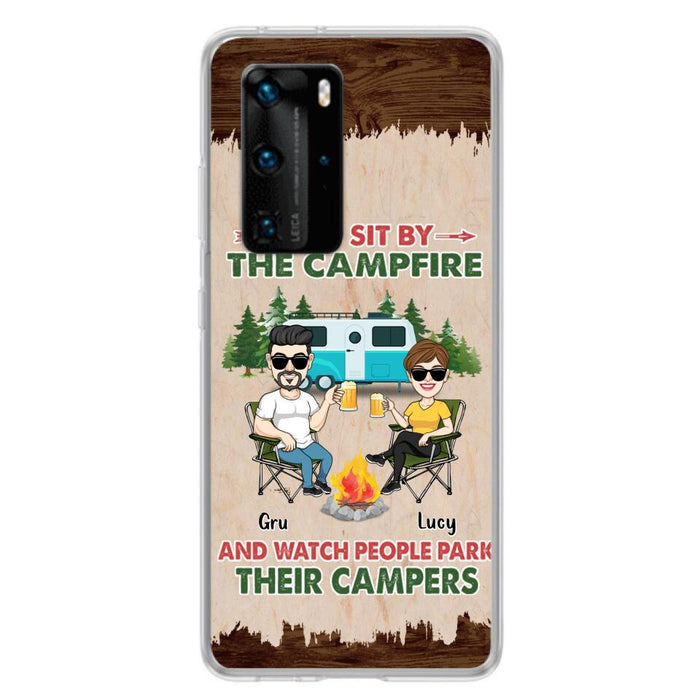 Custom Personalized Couple With Dogs Camping Phone Case - Couple With Up to 4 Dogs - Gift For Couple/ Camping/ Dog Lover - Let's Sit By The Campfire - Case For Xiaomi, Oppo And Huawei