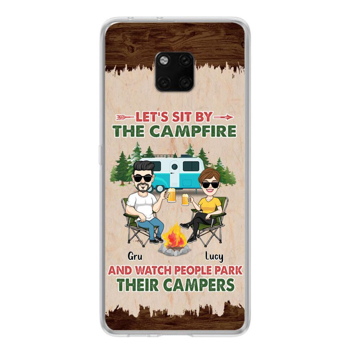 Custom Personalized Couple With Dogs Camping Phone Case - Couple With Up to 4 Dogs - Gift For Couple/ Camping/ Dog Lover - Let's Sit By The Campfire - Case For Xiaomi, Oppo And Huawei