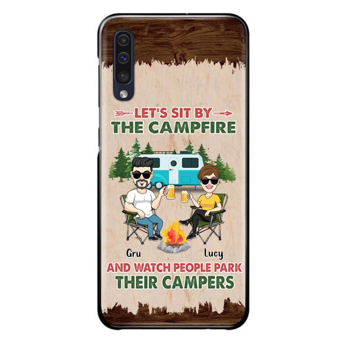 Custom Personalized Couple With Dogs Camping Phone Case - Couple With Up to 4 Dogs - Gift For Couple/ Camping/ Dog Lover - Let's Sit By The Campfire - Case For iPhone And Samsung