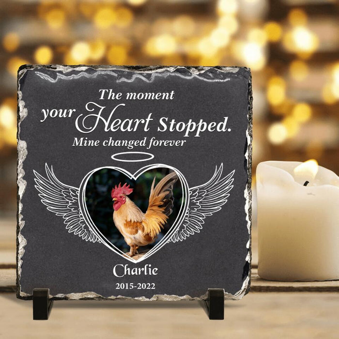 Custom Personalized Memorial Chicken Square Lithograph - Gift Idea For Chicken Lovers - The Moment Your Heart Stopped Mine Changed Forever