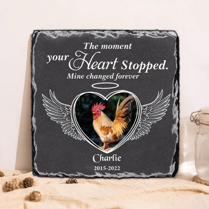 Custom Personalized Memorial Chicken Square Lithograph - Gift Idea For Chicken Lovers - The Moment Your Heart Stopped Mine Changed Forever