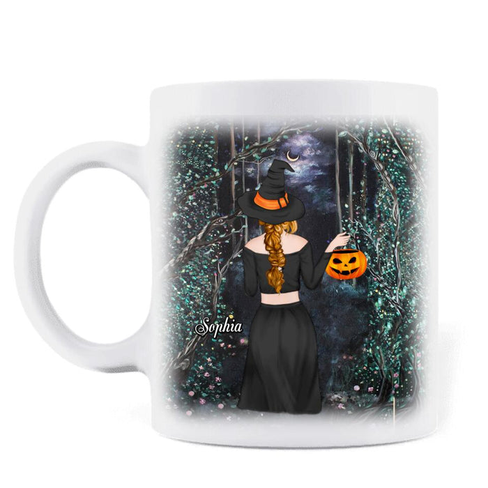 Custom Personalized Witch Coffee Mug - Halloween Gift Idea - Into The Wood I Go To Lose My Mind And Find My Soul