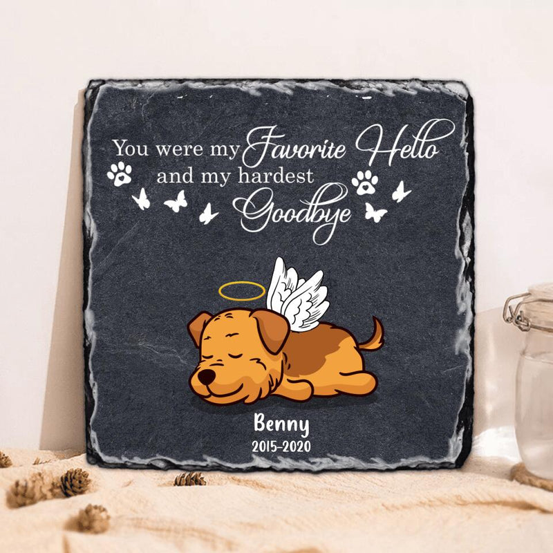 Personalized Memorial Pet Square Lithograph - Memorial Gift Idea For Dog/Cat Lover - You Were My Favorite Hello And My Hardest Goodbye