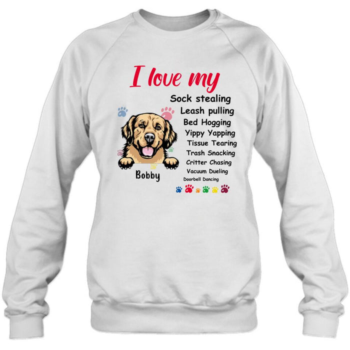 Personalized Front Dog Shirt/Hoodie - Up to 5 Dogs - Gift Idea For Dog Lover - I Love My Dog
