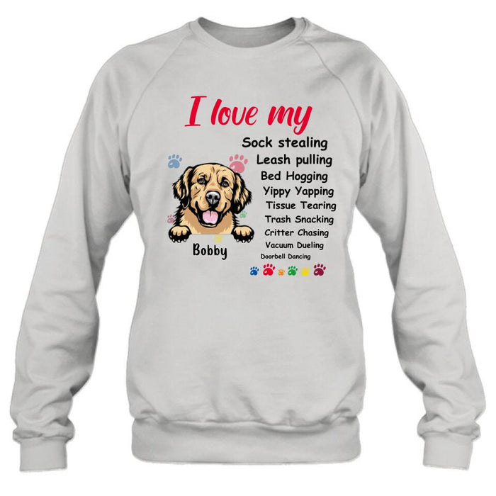 Personalized Front Dog Shirt/Hoodie - Up to 5 Dogs - Gift Idea For Dog Lover - I Love My Dog