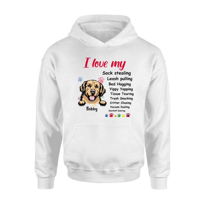 Personalized Front Dog Shirt/Hoodie - Up to 5 Dogs - Gift Idea For Dog Lover - I Love My Dog