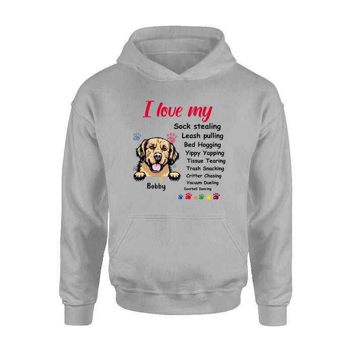 Personalized Front Dog Shirt/Hoodie - Up to 5 Dogs - Gift Idea For Dog Lover - I Love My Dog
