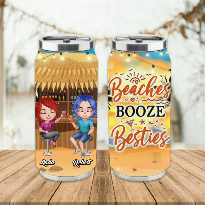 Custom Personalized Friends Soda Can Tumbler - Upto 4 People - Gift Idea For Friends - Beaches Booze Besties