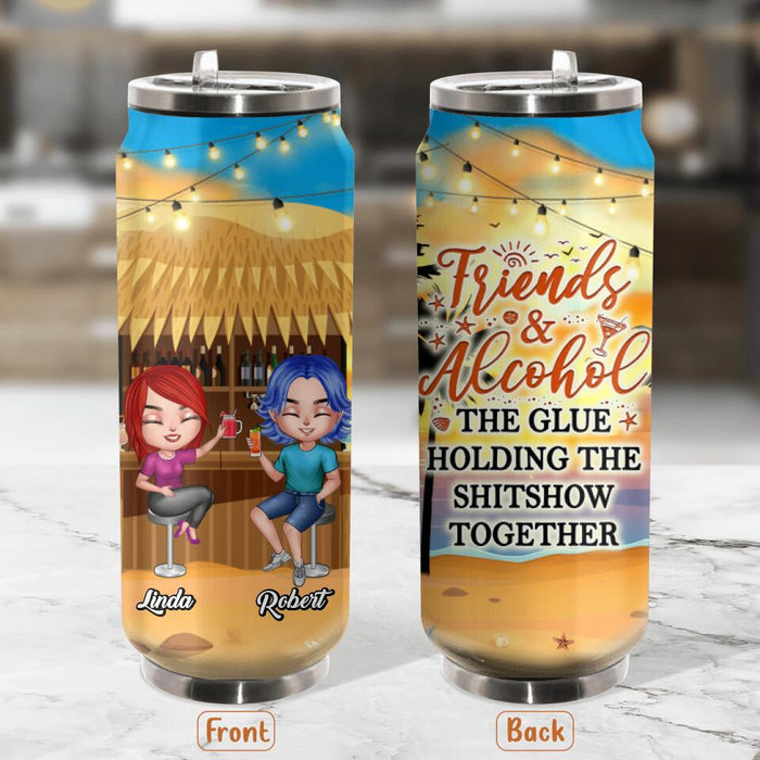 Custom Personalized Friends Soda Can Tumbler - Upto 4 People - Gift Idea For Friends - Beaches Booze Besties