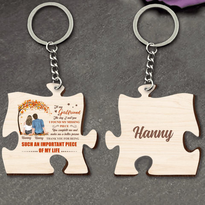 Custom Personalized Couple Wooden Keychain - Gift Idea For Couple - The Day I Met You I Found My Missing Piece