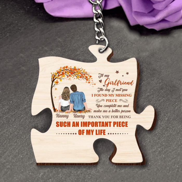 Custom Personalized Couple Wooden Keychain - Gift Idea For Couple - The Day I Met You I Found My Missing Piece