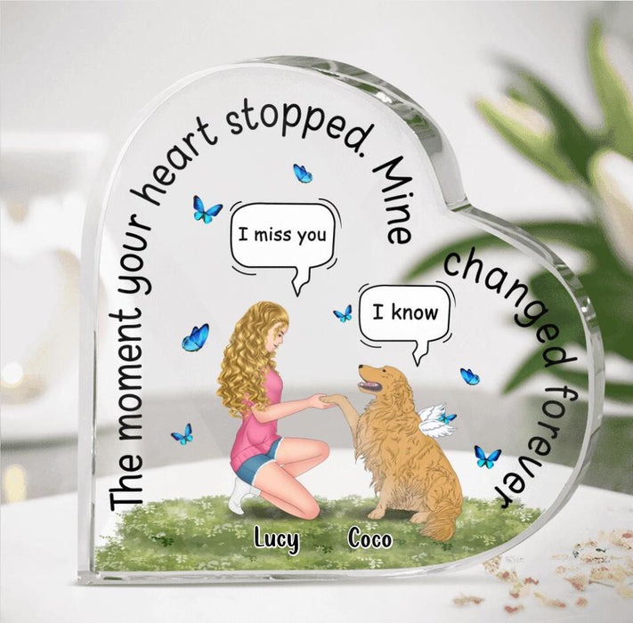 Custom Personalized Memorial Dog Crystal Heart - Gift Idea For Dog Lovers - The Moment Your Heart Stopped Mine Changed Forever