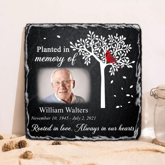 Custom Personalized Memorial Photo Square Lithograph - Memorial Gift Idea For Family - Always In Our Hearts