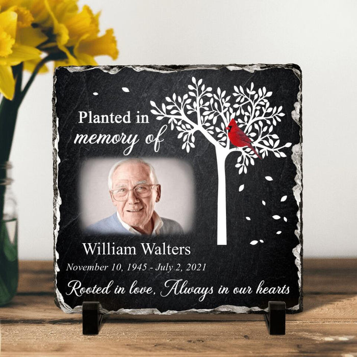 Custom Personalized Memorial Photo Square Lithograph - Memorial Gift Idea For Family - Always In Our Hearts