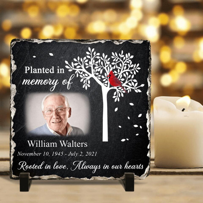 Custom Personalized Memorial Photo Square Lithograph - Memorial Gift Idea For Family - Always In Our Hearts