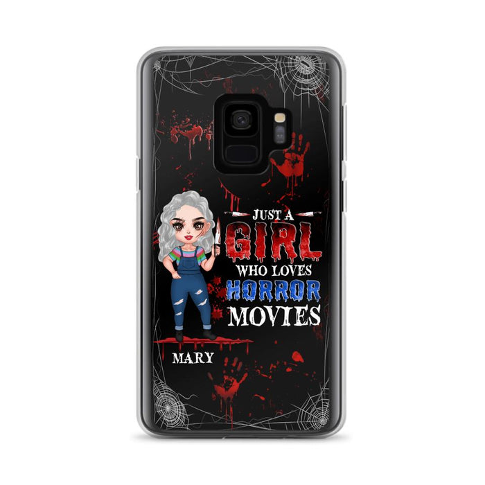 Custom Personalized Halloween Phone Case for iPhone and Samsung - Gift Idea For Halloween - Just A Girl Who Loves Horror Movies