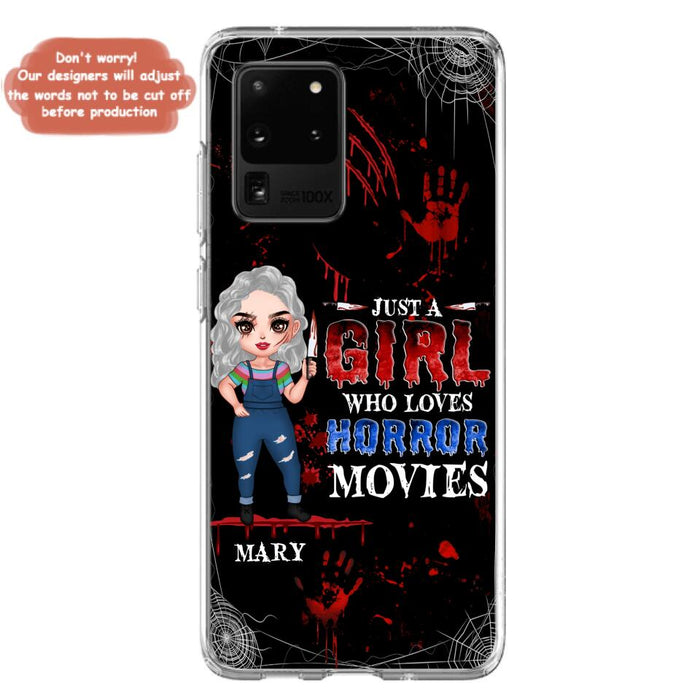 Custom Personalized Halloween Phone Case for iPhone and Samsung - Gift Idea For Halloween - Just A Girl Who Loves Horror Movies