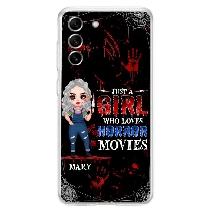 Custom Personalized Halloween Phone Case for iPhone and Samsung - Gift Idea For Halloween - Just A Girl Who Loves Horror Movies