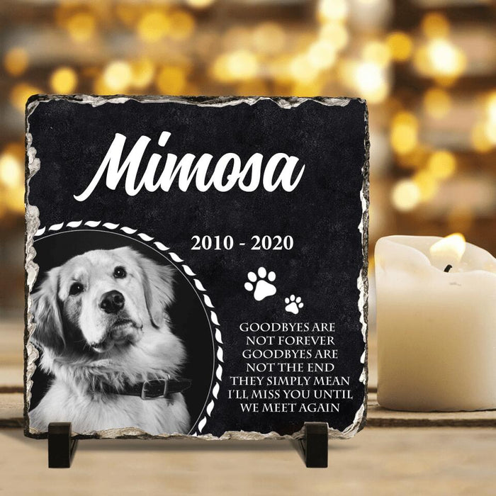 Custom Personalized Memorial Pet Photo Square Lithograph - Memorial Gift Idea For Pet Lovers - Goodbyes Are Not Forever