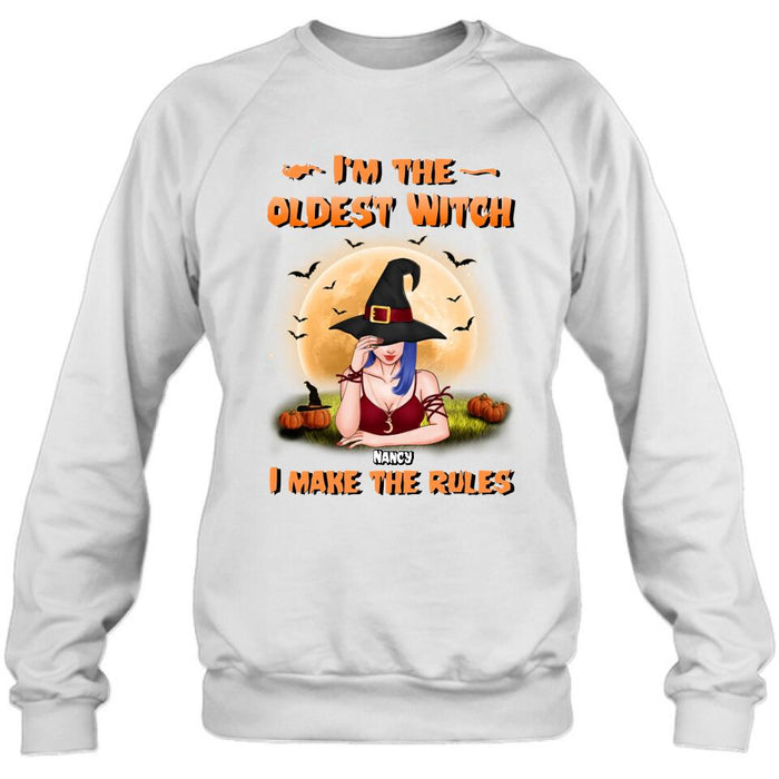 Custom Personalized Witch Shirt - Gift Idea For Witches/ Sisters/ Halloween - I'm The Oldest Witch I Make The Rules