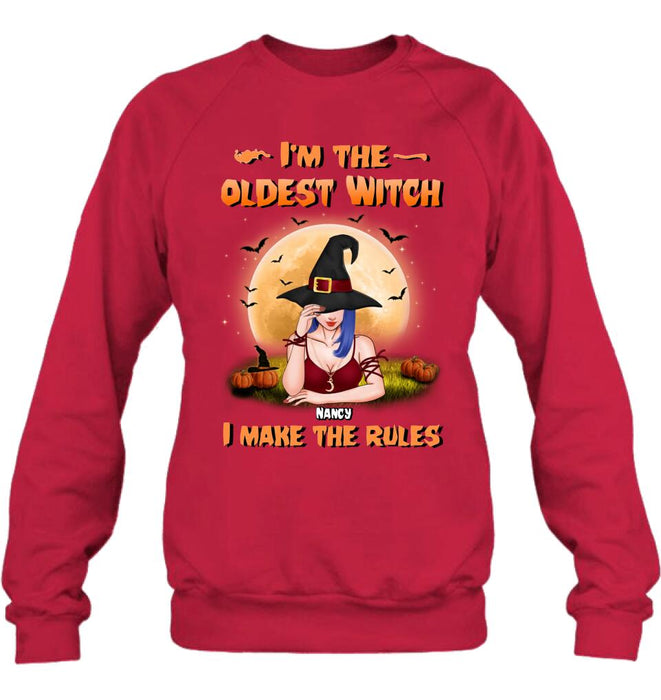 Custom Personalized Witch Shirt - Gift Idea For Witches/ Sisters/ Halloween - I'm The Oldest Witch I Make The Rules