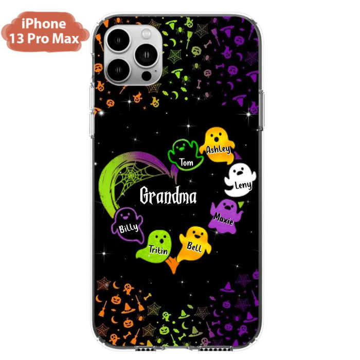 Custom Personalized Grandma and Grandkids Ghost iPhone/Samsung Case - Halloween gift for Grandma - Up to 7 Grandkids