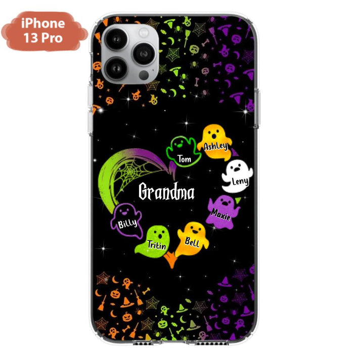 Custom Personalized Grandma and Grandkids Ghost iPhone/Samsung Case - Halloween gift for Grandma - Up to 7 Grandkids