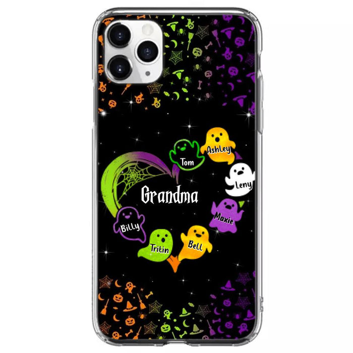 Custom Personalized Grandma and Grandkids Ghost iPhone/Samsung Case - Halloween gift for Grandma - Up to 7 Grandkids