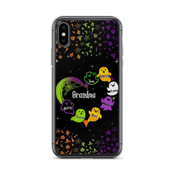 Custom Personalized Grandma and Grandkids Ghost iPhone/Samsung Case - Halloween gift for Grandma - Up to 7 Grandkids