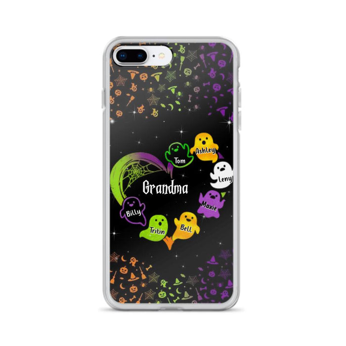 Custom Personalized Grandma and Grandkids Ghost iPhone/Samsung Case - Halloween gift for Grandma - Up to 7 Grandkids