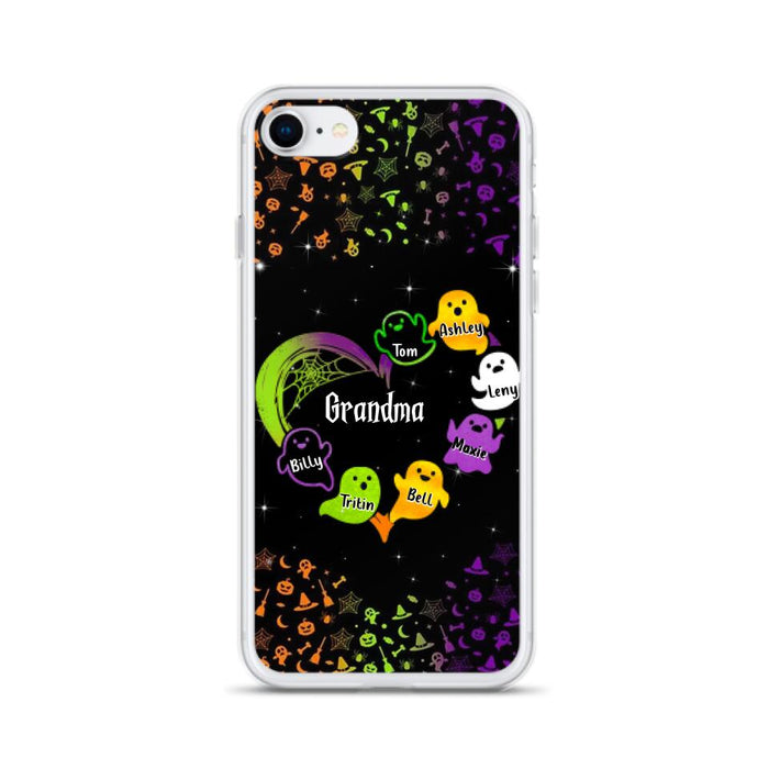 Custom Personalized Grandma and Grandkids Ghost iPhone/Samsung Case - Halloween gift for Grandma - Up to 7 Grandkids