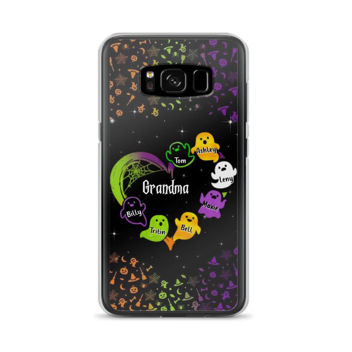 Custom Personalized Grandma and Grandkids Ghost iPhone/Samsung Case - Halloween gift for Grandma - Up to 7 Grandkids