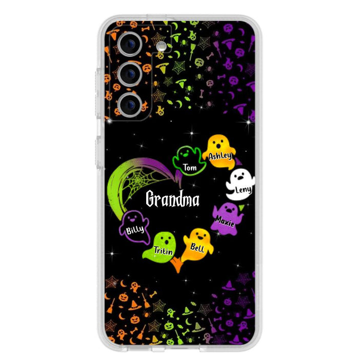 Custom Personalized Grandma and Grandkids Ghost iPhone/Samsung Case - Halloween gift for Grandma - Up to 7 Grandkids