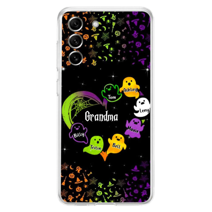 Custom Personalized Grandma and Grandkids Ghost iPhone/Samsung Case - Halloween gift for Grandma - Up to 7 Grandkids