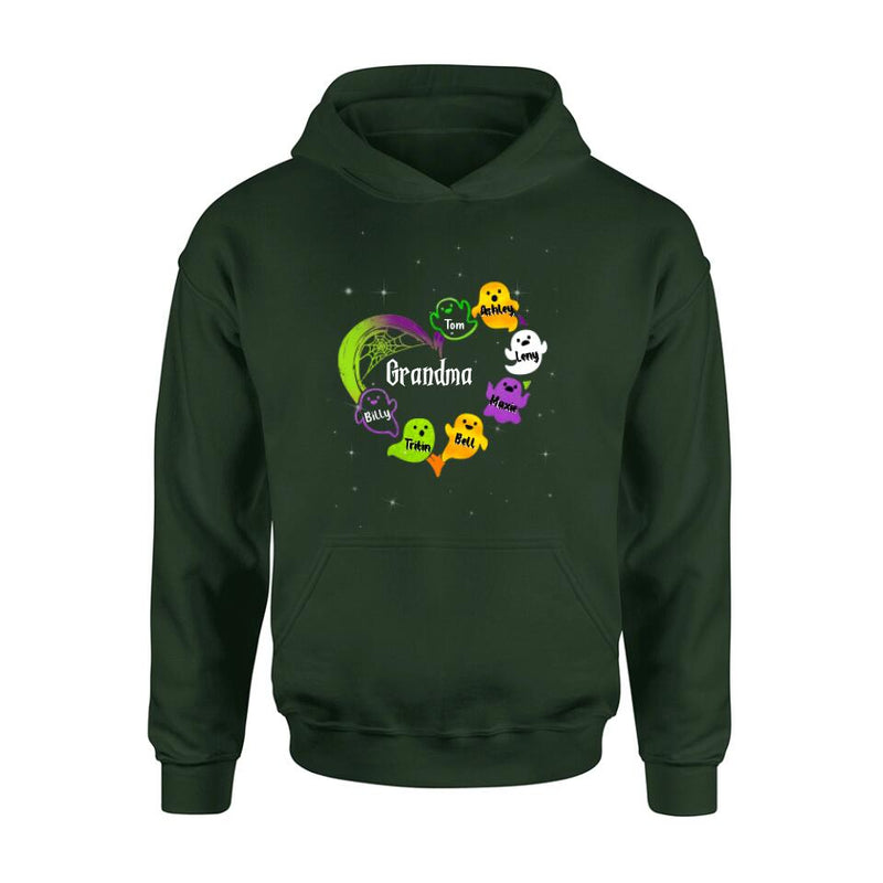 Personalized Grandma & Grandkids Ghost T-shirt/Long Sleeve/Sweatshirt/Hoodie - Halloween Gift for Grandmother - Up to 7 Grandkids