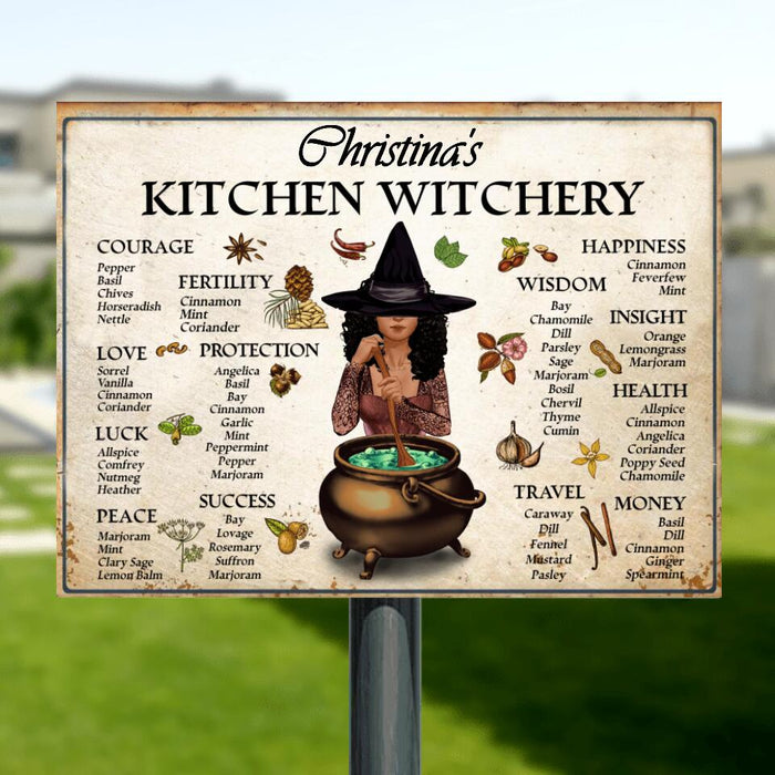 Custom Personalized Kitchen Witchery Metal Sign - Gift Idea For Halloween/Wiccan Decor/Pagan Decor