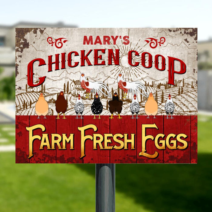 Custom Personalized Chicken Coop Metal Sign - Upto 10 Chickens - Best Gift For Chicken Lovers - Chicken Coop Rise & Shine Mother Cluckers