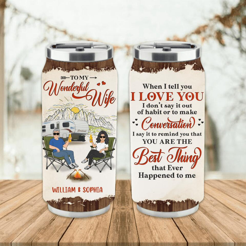Personalized Couple Camping Soda Can Tumbler - Camping Gift For Wife From Husband - To My Wonderful Wife