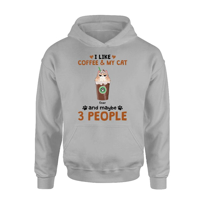 Custom Personalized Catpuccino Shirt - Gift Idea For Cat Lover with up to 5 Cats - I Like Coffee & My Cat and Maybe 3 People