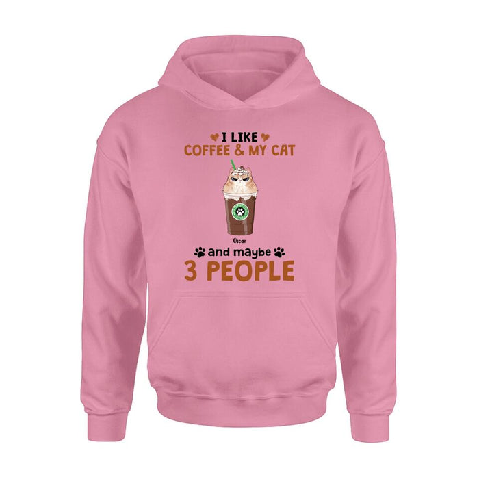 Custom Personalized Catpuccino Shirt - Gift Idea For Cat Lover with up to 5 Cats - I Like Coffee & My Cat and Maybe 3 People